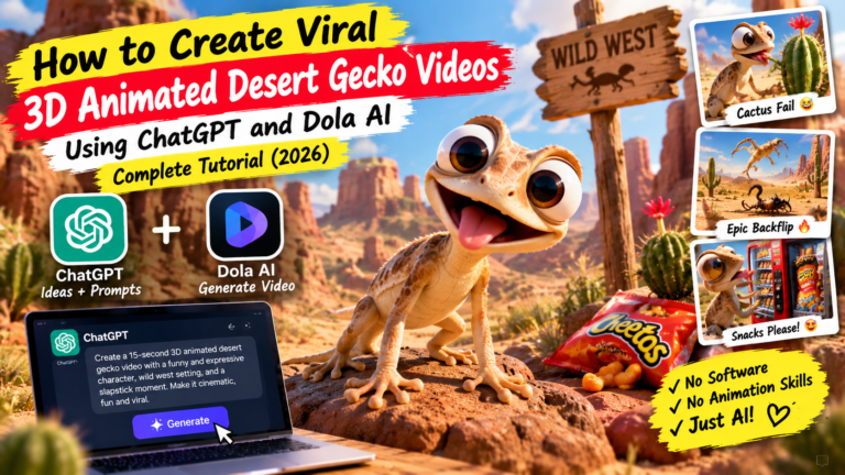 How to Create Viral 3D Animated Desert Gecko Videos Using ChatGPT and Dola AI